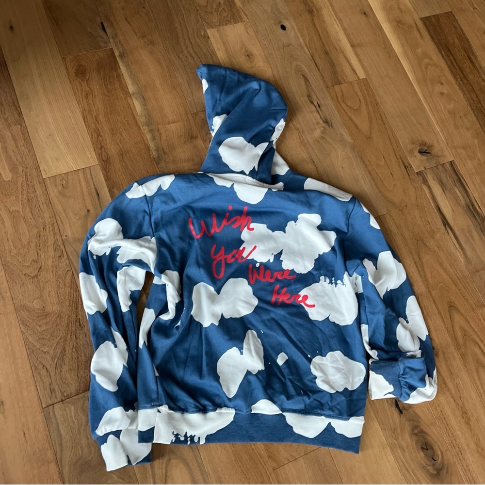 Travis Scott Blue & White Cloud Hoodie with Red Script NWT